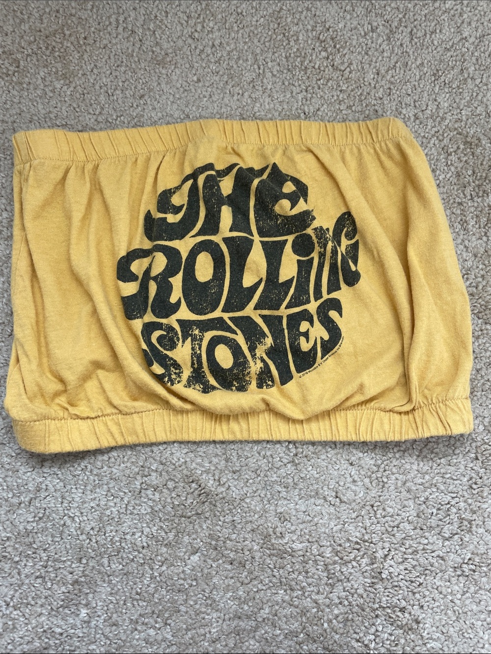the Rolling Stones Yellow Tube Top with Black Logo for Kids